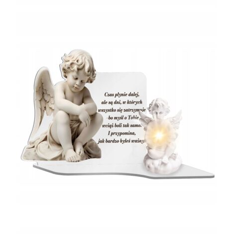 Bougie LED blanche premium XL Ange Éternel Ange pour monument, cimetière et tombe