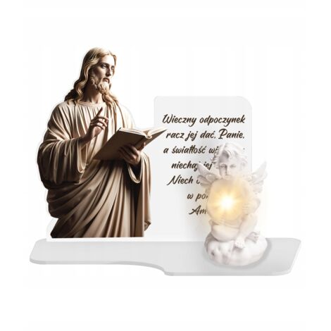 Bougie LED blanche premium XL Ange Éternel Ange pour monument, cimetière et tombe