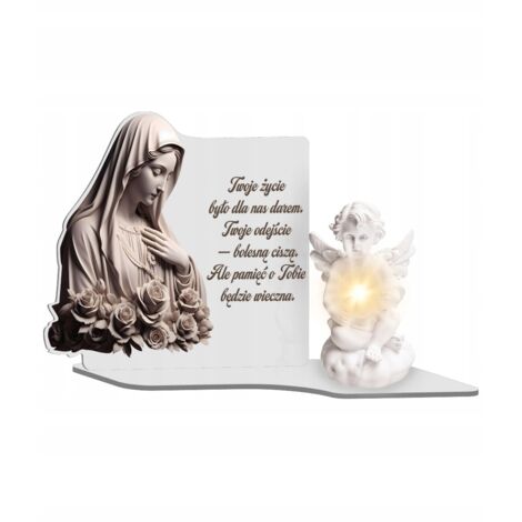 Bougie LED blanche premium XL Ange Éternel Ange pour monument, cimetière et tombe