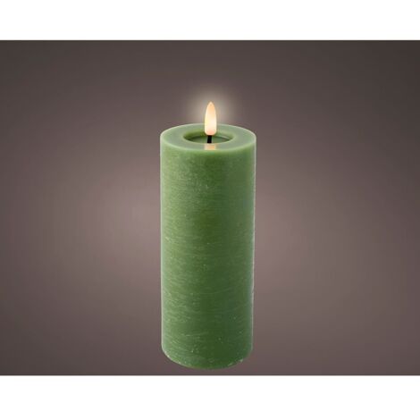 Bougie Led Cire Verte Lumineo Flamme Vacillante Réaliste, Cire Véritable - Lumineo
