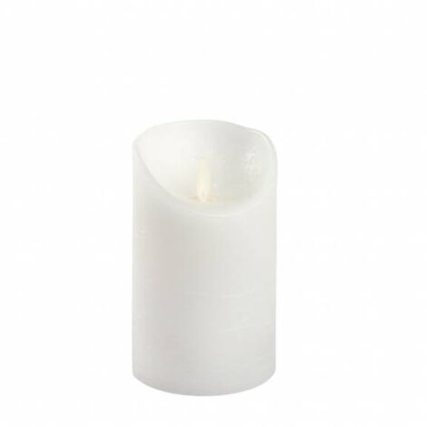 Bougie LED en cire naturelle Blanche à piles Flamme vacillante H12cm Timer Blanc chaud Lotti