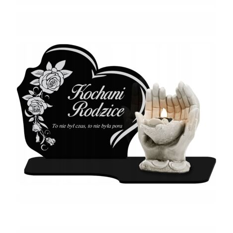 Bougie LED premium XL, figurine de mains en plâtre de 18 cm, souvenir pour cimetière ou tombe