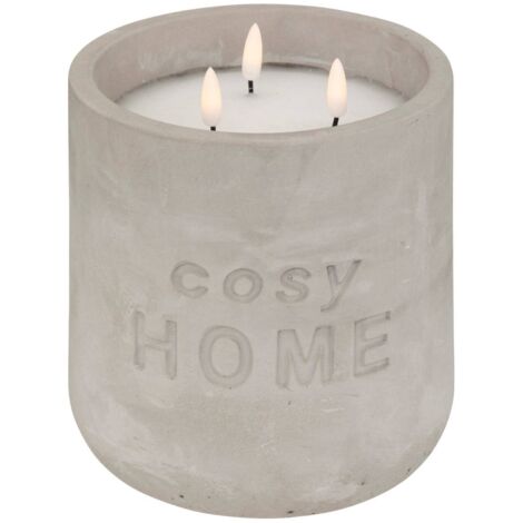 Bougie LED So Cosy contenant ciment gris - Atmosphera créateur d'intérieur