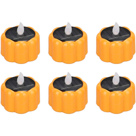 Bougie Lumière Citrouille Solaire 6PCS - Lumières Citrouille Halloween ABS 60mm avec Batterie AAA - Éco et Imperméable pour Fêtes