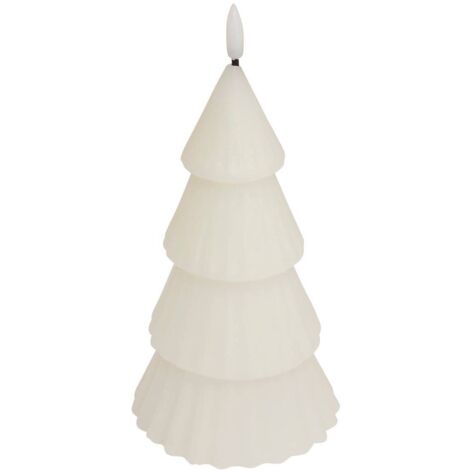 Bougie lumineuse à LED forme Sapin H 22.5 cm Blanc - Feeric Christmas