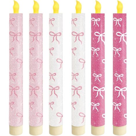 Bougie Mince Sans Flamme pour Saint - Valentin - Lot de 6 Chandeliers LED -