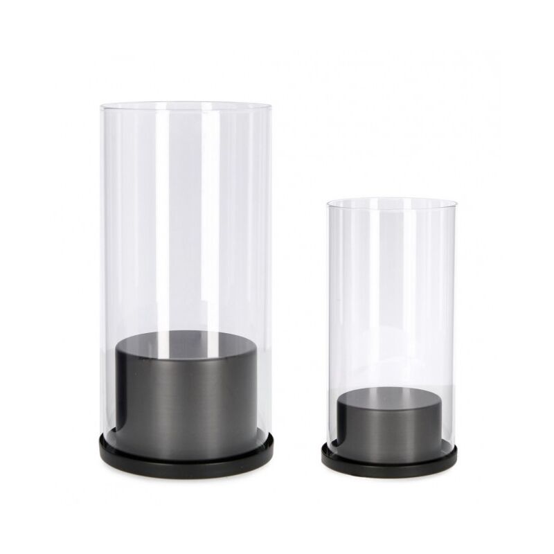 Bougie noire en métal D.10.5x20h, D.12.5x25h