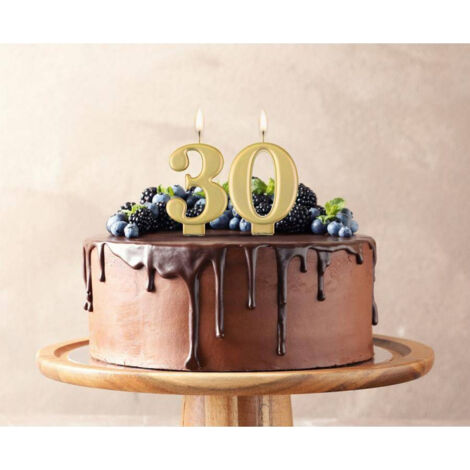 Bougie numéro 0 ZÉRO Or métallisé 8 cm