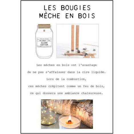 Bougie parfumée avec mèche en bois senteur fleur de coton 12 cm