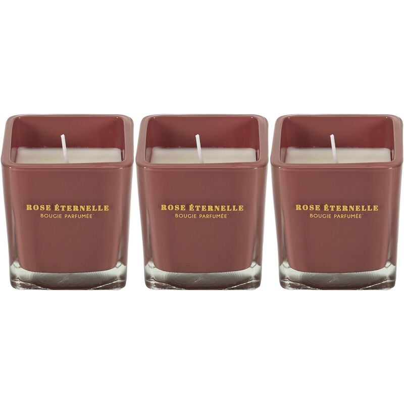 The Home Deco Factory - Bougie parfumée carrée Nude 7 cm (Lot de 3) Rose des bois