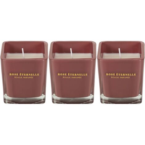 Bougie parfumée carrée Nude 7 cm (Lot de 3) Rose des bois