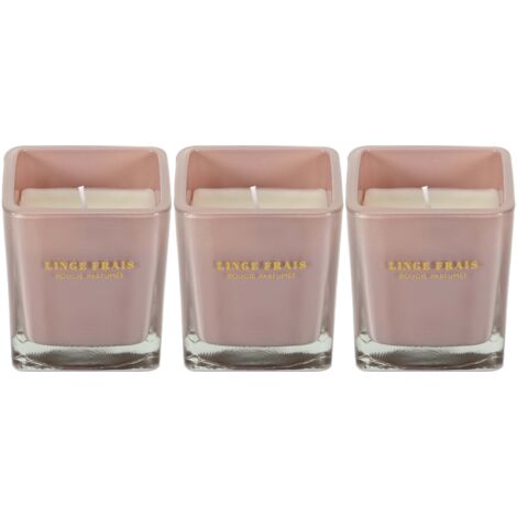 Bougie parfumée carrée Nude 7 cm (Lot de 3) Rose poudré