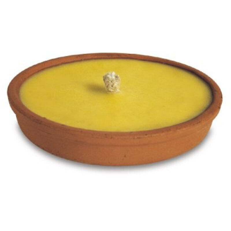 Bougie parfumée citronnelle en terracotta pour extérieur Ø 18 h 3,5 cm