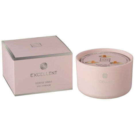 Bougie Parfumée en Verre "Excellent" 13cm Rose Champagne Pâle
