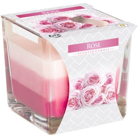 Bougie parfumée en verre tricolore rose