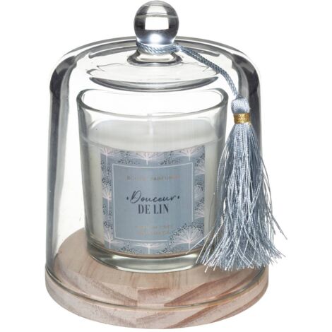 Bougie parfumée Loli 130g avec cloche verre douceur de lin - Atmosphera créateur d'intérieur
