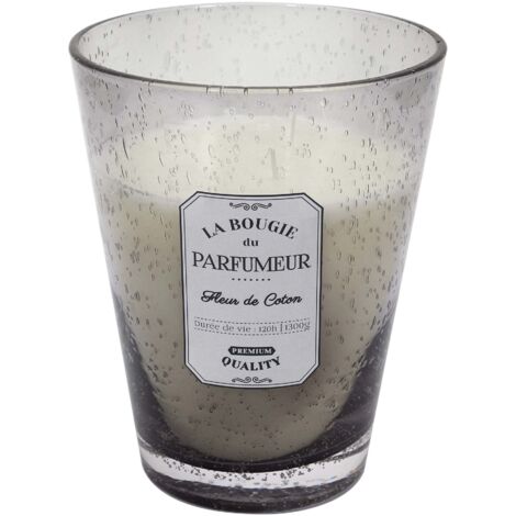 Bougie Parfumee Verre Bulle Gris Clair H23cm