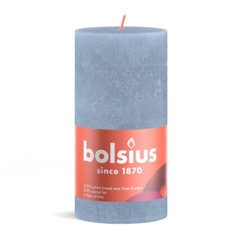 Bougie pilier Bolsius rustique 13x6,8 cm bleu ciel
