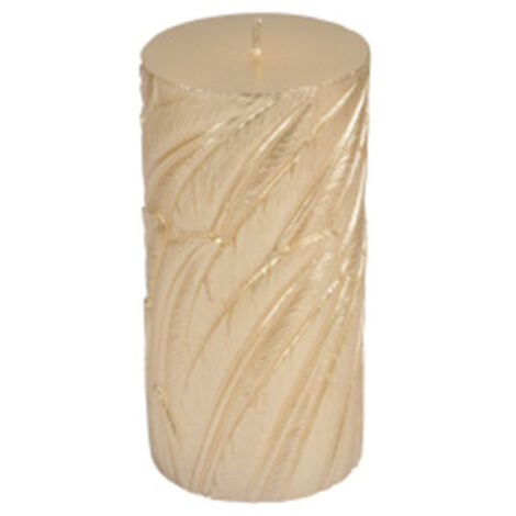 Bougie Pilier Déco Embossée "Efola" 14cm Or Mat