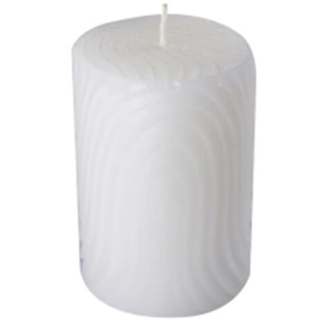 Bougie Pilier Déco Embossée "Santan" 10cm Blanc