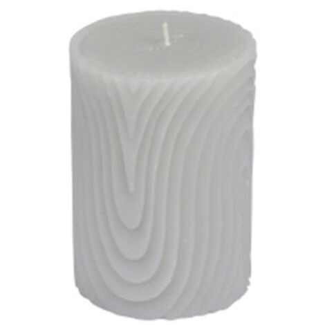 Bougie Pilier Déco Embossée "Santan" 10cm Gris Clair