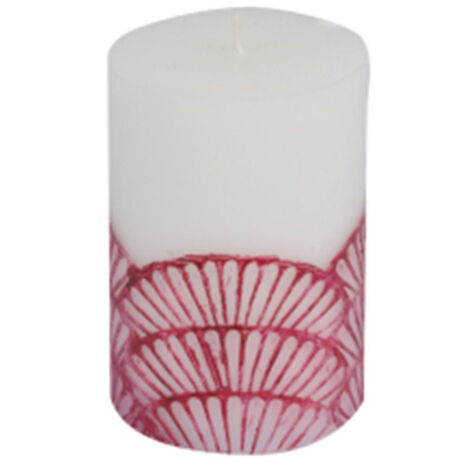 Bougie Pilier Déco "Mermaid" 10cm Fuchsia & Blanc