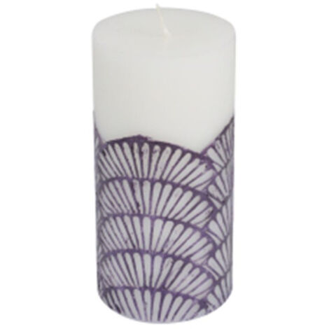 Bougie Pilier Déco "Mermaid" 14cm Violet & Blanc