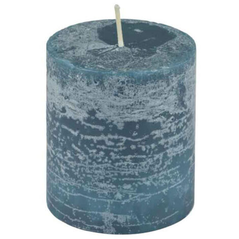 Bougie Pilier Déco "Rustique" 7cm Bleu Paon