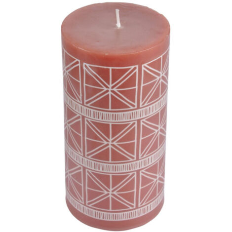 Bougie Pilier Design "Ethnic Folk" 14cm Terracotta