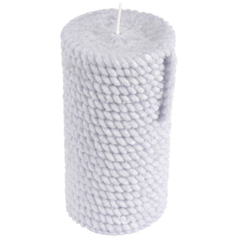 Bougie Pilier Effet Cordage "Blue Wave" 14cm Bleu Clair