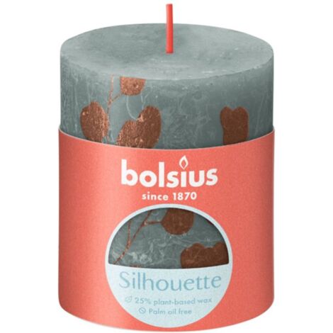 Bougie pilier imprimée rustique Bolsius 80/68 Vert eucalyptus