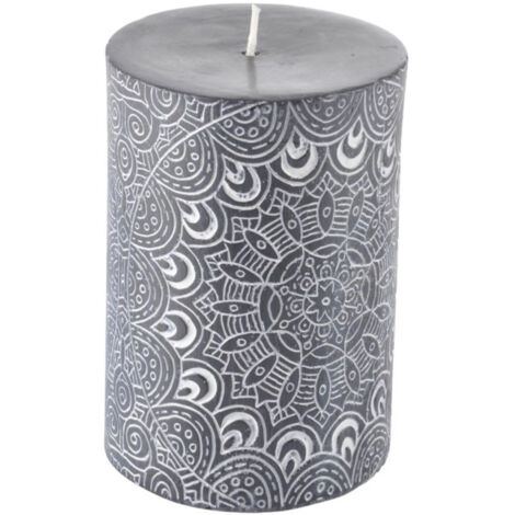 Bougie Pilier Mandala "Graphic Ethnic" 10cm Noir
