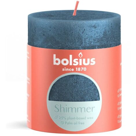 Bougie pilier scintillante Bolsius 8x6,8 cm Bleu