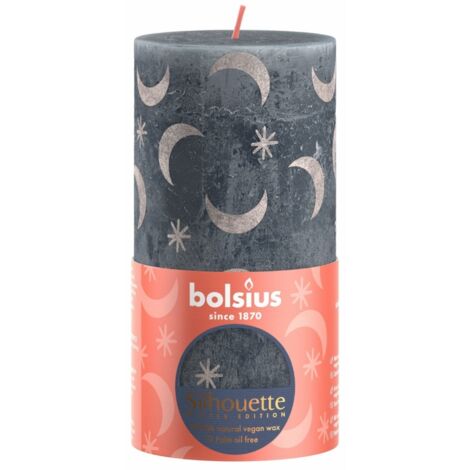 Bougie pilier Silhouette Bolsius avec imprimé 13x6,8 cm Bleu ardoise