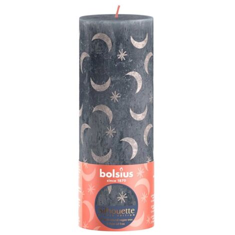 Bougie pilier Silhouette Bolsius avec imprimé 19x6,8 cm Bleu ardoise