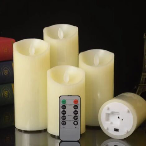 Sans flamme vacillante LED bougies 7,6 x 10,2 cm avec télécommande Timer  pouces classique pilier en fibre optique Mèche en cire véritable à piles