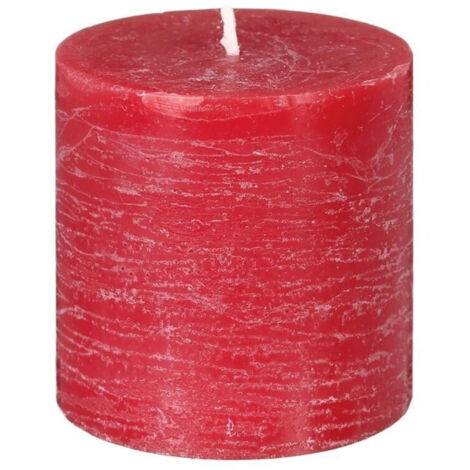 Lot De 12 Bougies Rondes Rouges - Diamètre 7 Cm - Sans Parfum - Temps De Combustion Environ 16 Heures - Cire De Paraffine - 10