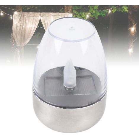 Bougie Solaire Deco, Bougie Solaire Extérieure avec Batterie Li 600mAh pour Terrasse, Cour, Jardins en Stainless Steel et Plastique