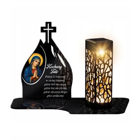 Bougie solaire haut de gamme, flamme de 20 cm, Marie, pour le cimetière, la Toussaint