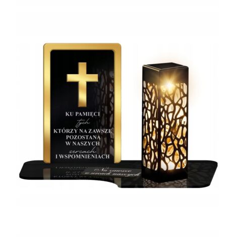 Bougie solaire LED Croix d'or pour la tombe de la Toussaint (Premium)