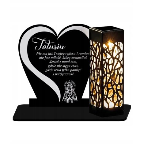 Bougie solaire LED XL, figurine en forme de cœur de 17 cm pour le cimetière de la Toussaint