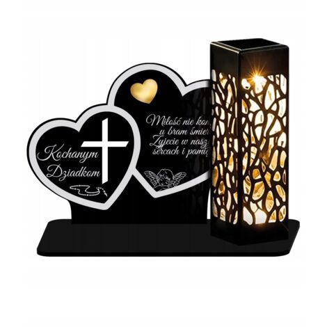 Bougie solaire LED XL Premium Cadeau de tombe Deux cœurs Jour de la Toussaint