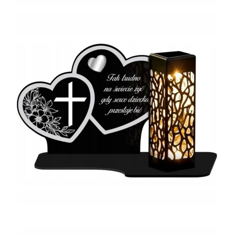 Bougie solaire personnalisée XL Premium 19 cm Deux cœurs Décoration argentée