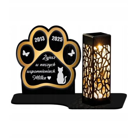 Bougie solaire XL 16 cm, figurine premium empreinte de patte, souvenir doré pour animaux de compagnie
