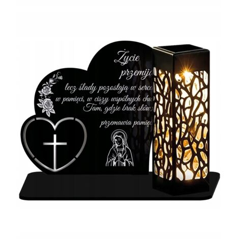 Bougie solaire XL de qualité supérieure pour les tombes du cimetière All Saints, cœurs argentés