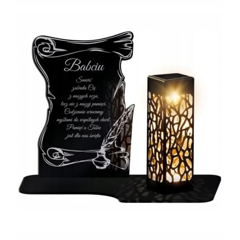 Bougie solaire XL Premium avec papyrus et plume pour le cimetière de la Toussaint