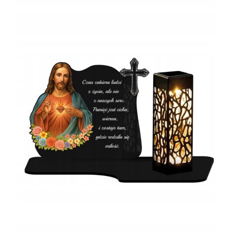 Bougie solaire XL, souvenir premium avec statue de Jésus pour la tombe