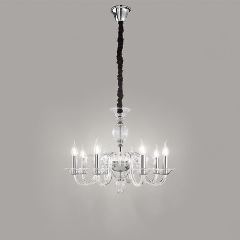 BOUGIE Sospensione 8 luci in metallo e vetro trasparente attacco E14 d.85cm
