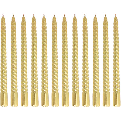 Bougie torsadée longue en cire de soja sans fumée, support métallique doré pour mariage et fêtes