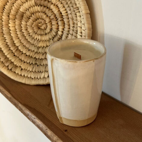 Bougie végétale - Mug Faro blanc - fait main - 190gr